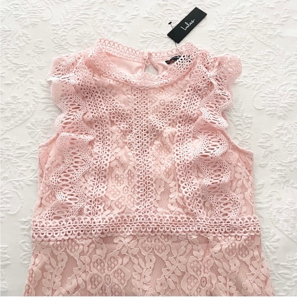 NWT Lulus My Sweetheart Blush Pink Lace Mini Dress Small - Picture 3 of 7